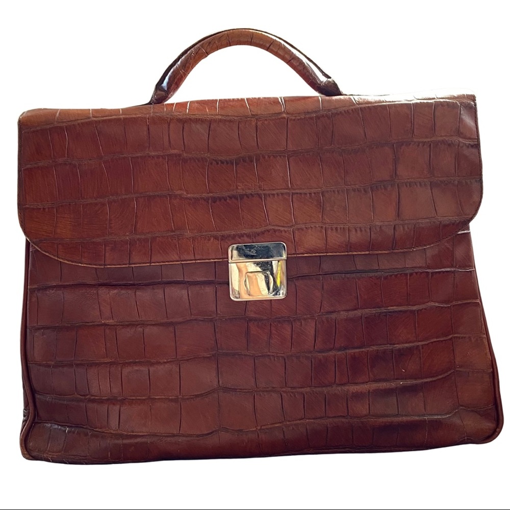 BREE GENUINE LEATHER EMBOSSED CROC BRIEFCASE